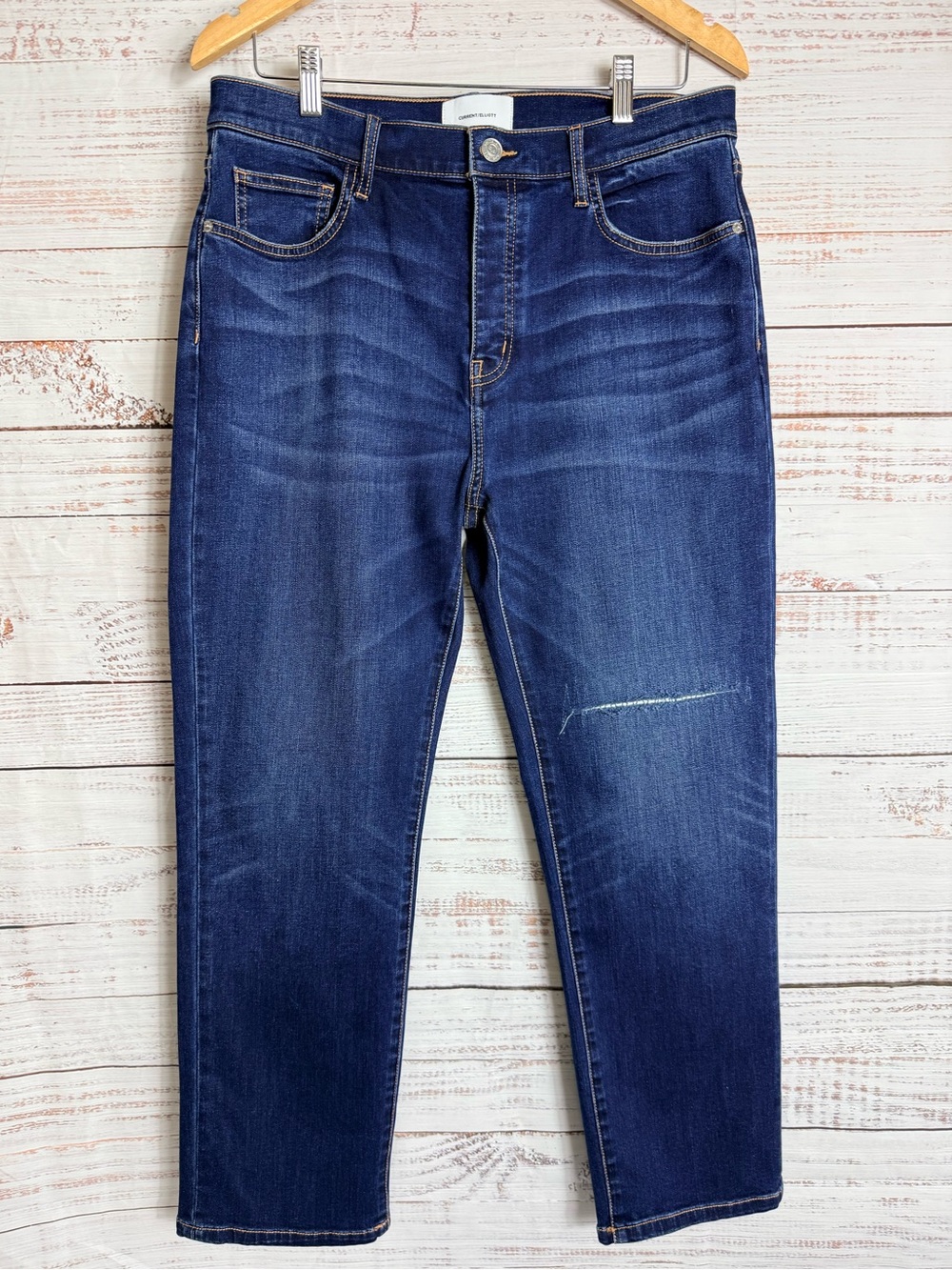 Current/Elliott Women’s The Original Straight in Riptide Repair Button Fly 30